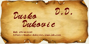 Duško Duković vizit kartica